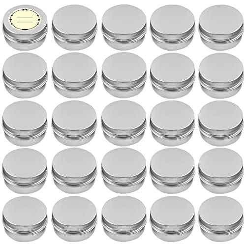 TUZAZO 24Pack 2 Oz Aluminum Tin Cans with Screw Lid and Labels, Refillable Travel Sized Cosmetic Containers Small Tins for Salves, Lotion Bars, Beard Balms, Candles - size: 2oz*24