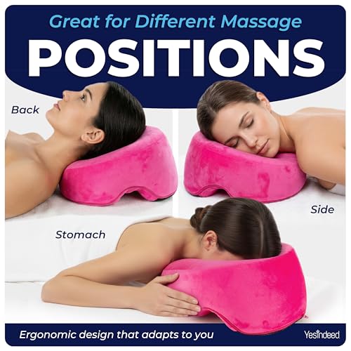 Face Down Pillow for Massage Bed – BBL & Eye Surgery Recovery Headrest | Stomach Sleeping Face Pillow for Prone Sleep, Tanning & Spa | Adjustable Memory Foam Cradle with Removable Cover (Pink) - color: Pink