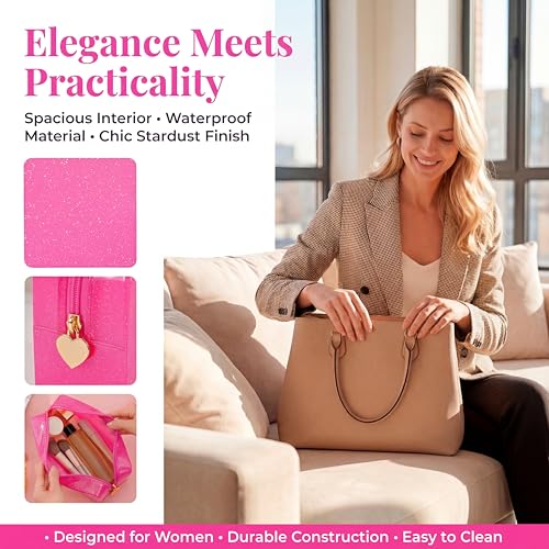 PVC Jelly Travel Makeup Bag,Waterproof Cosmetic Bag/Case with Zipper, Toiletry SPF Bag for Sunscreen, Skincare, and Daily Essentials (05Hot Pink) - color: 05Hot Pink