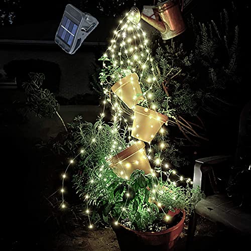YITING 10 Strands 200 LEDs Solar Powered Twinkle Firefly Bunch Lights Waterproof (No Watering can) 8 Modes Fairy Starry String Lights Decorative Vine Solar Lights for Outdoor Garden Christmas Tree - color: Warm White-1 Pack Clip Solar Powered
