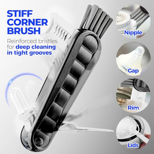 Holikme 6 Pack Bottle Brush Set, 14" Long Handle Stainless Steel Bottle Cleaner Brush, 3 Straw Brushes, Bottle Cleaning Brush for Water Bottle, Baby Bottle Straws, Black - color: Black, size: 6Pack