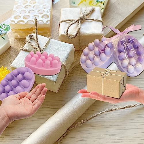 2Pcs Silicone Massage Bar Soap Molds, Handmade Soap Molds for Soap Making, 3D Hair Comb Ice Mold Scalp Massager, Hair Brush Soap Bar Silicone Mold, Food Grade Soap Mould Massage Moulds - color: Pink, Blue