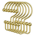 Amazer Gold Shower Curtain Hooks, 12PCS Minimalist Simple Double Shower Curtain Rings, Rust-Resistant Metal Shower Hooks Shower Curtain Hangers, Shower Rings for Bathroom Shower Rods Curtains - color: Gold, style: Minimalist - Double Hooks