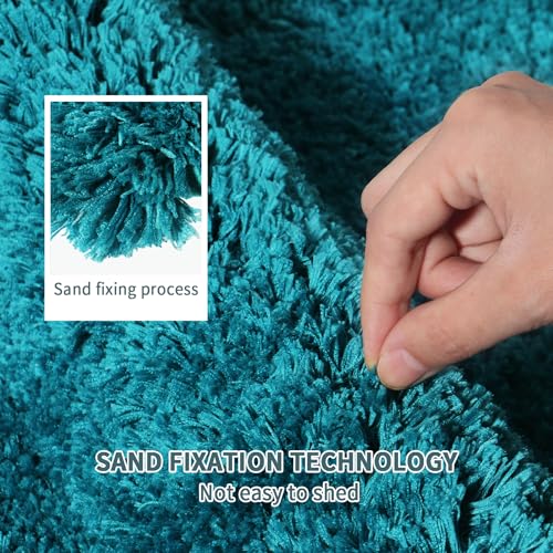 Bathroom Rugs Sets 3 Piece with Adjustable Toilet Seat Cover 17.5"x 15" Machine Washable Bath Rug Set with TPR Non Slip Rubber Backing Solid Bath Mat Set for Luxury Bathroom Decoration - color: Teal