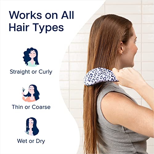 Crave Naturals Glide Thru Detangler Brush - Curly Hair Brush for Women and Kids - Wet and Dry Comb for Adults - Soft Flexible Bristles for Gentle Use - Styling Tool for Curls - Blue Cheetah - color: Blue Cheetah, size: 1 Pack (Regular)