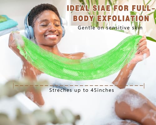 2 Pack African Net Sponge Exfoliating Body Scrubber Bath Sponge for Daily Use (Light Purple + Light Green) - color: Light Purple + Light Green