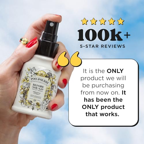 Poo-Pourri Before-You-Go Toilet Spray, Original Citrus, 2 Fl Oz, 2 Pack, Up to 100 Uses, Bathroom Odor Deodorizer with Essential Oils, Travel Essentials, TSA Approved Size, Lemon Bergamot - size: 2 Fl Oz (Pack of 2)