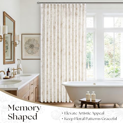 French Country Linen Floral Curtains 108 Inches Long Farmhouse Neutral Light Filtering Beige White Peony Lily Sketch Flower Pattern Printed Curtain Coffee Tan Botanical Drapes for Living Room - color: Coffee, size: 40"W x 108"L (Pack of 2)