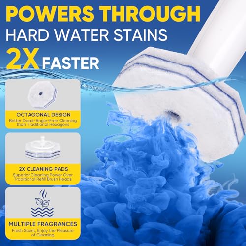 30Ct Aromative Toilet Brush Refills, Toilet Bowl Cleaner Refills, Double-Layer Cleaning Pads Added, Disposable Refill Heads for Toilet Bowl Cleaner Wands, 6 Flavors（Patented） - color: 6 Assorted Scents: Lemon, Lavender, Jasmine, Blue Ocean, Rainforest, Ch