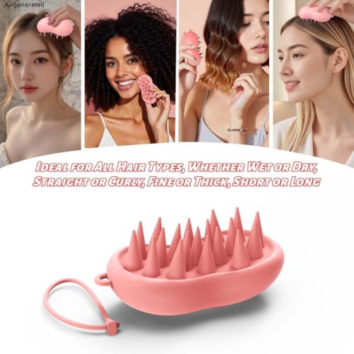 YalsFTY Silicone Scalp Massager Shampoo Brush – Ergonomic, Waterproof Scalp Scrubber for Hair Growth & Dandruff Removal – Ideal for Wet & Dry Hair Care