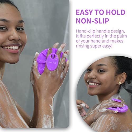 Silicone Body Scrubber, BEAUTAIL Shower Bath Scrubber, More Hygienic Than Traditional Loofah, Lather Nicely, Long Lasting, Gentle Exfoliating Brush for Women Men Baby Sensitive Skin, 1 Pack, Purple - color: Purple 1 Pc