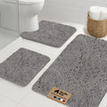 GORILLA GRIP Bathroom Rug Sets 3 Piece, Bath Mat Set and Oval Toilet Base with Rubber Backing, Plush Absorbent Shaggy Chenille Washable Mats, Includes 24x19.5, 24x17 and 36x24 Inch Rugs, Grey - color: Grey, style: 24"x19.5" + 24"x17" + 36"x24" - 3 Pack