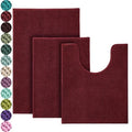 Urvoix Bathroom Rugs Set - 3 Pieces Ultra Soft Non-Slip Bath Mats, Chenille Absorbent Bath Rugs for Bathroom, Tub and Shower (Burgundy) - color: Burgundy