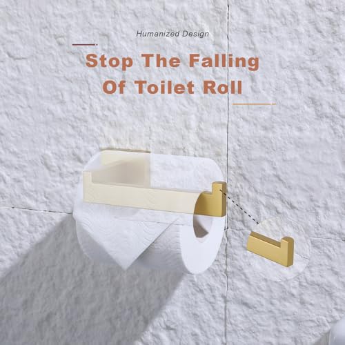 TASTOS Toilet Paper Holder Brushed Gold, Toilet Tissue Roll Holders Dispenser and Hangers Wall Mounted for Bathroom & Kitchen, Stainless Steel Modern Square Style 2 Pack - color: Brushed Gold, size: Square (2 pack)