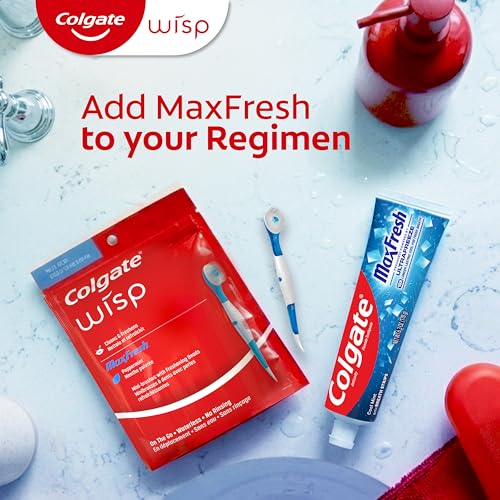 Colgate Max Fresh Wisp Disposable Mini Travel Toothbrushes, Peppermint, 24 Count (Pack of 4)