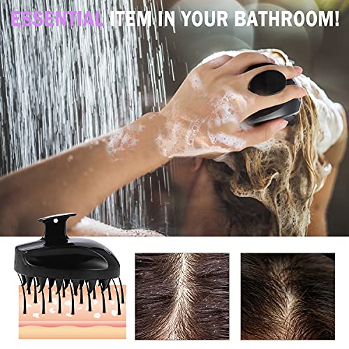 Sosoon Scalp Massager Shampoo Brush, Hair Scalp Scrubber Shower Hair Brush Head Massager for Stress Relax Hair Growth, Dandruff Brush Scalp Exfoliator for Women Men Kids Pets, Black - color: Black