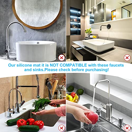 Derlights 30 inch Sink Splash Guard Mat,Silicone Faucet Handle Drip Catcher Tray, Longer Silicone Sink Mat for KitchenBathroom, Drip Protector Splash Countertop (gray) - size: 30 inch