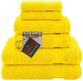 American Bath Towels 100% Cotton 6 Piece Turkish Towel Set, Ultra Soft Absorbent Bathroom Towels, 2 Bath Towel 2 Hand Towels 2 Washcloths, Yellow - color: Yellow, size: 6 Piece Towel Set XL