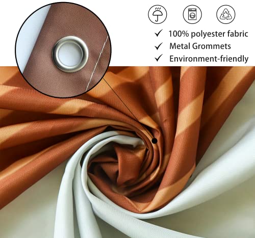 Mid Century Shower Curtain, Brown Modern Boho Neutral Arch Geometric Machine Washable Waterproof for Bathroom Bathtub with 12 Hooks 72x72 - color: Brown and Beige, size: 72"W x 72"L (Pack of 1)