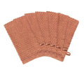 COTTON CRAFT Bath Mitt - 6 Pack Euro Spa Waffle 100% Cotton Towel Mitts | Large 5.5x10 inches Mocha Exfoliating Gloves - Sensitive Skin Friendly - Body Bath Shower Glove Washcloth with Hanging Loop - color: Mocha - Bath Mitt