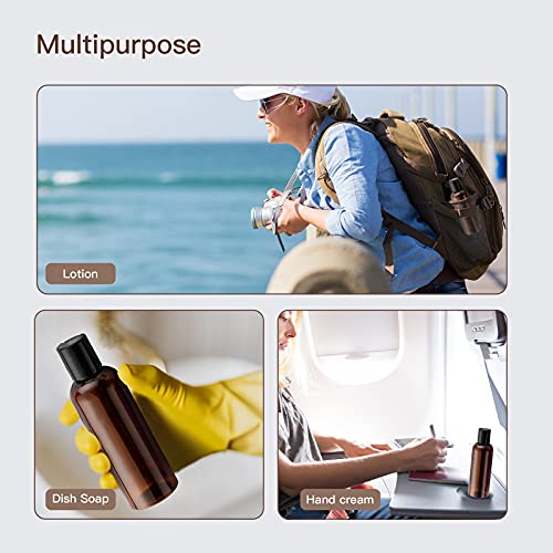 Travel Bottles for Toiletries 3.4 oz - Travel Size Containers for Shampoo Plastic - Small Empty Lotion Squeeze Bottle for Liquid TSA Approved - Leak Proof Mini Conditioner Refillable Amber 100ml - color: Amber