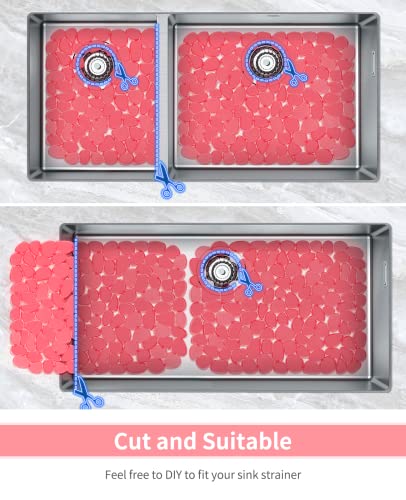 Bligli Pebble Sink Mat for Stainless Steel/Ceramic Sinks, PVC Eco-Friendly Sink Protectors Mats for Bottom of Kitchen Sink, Dish Drying Mat for Dishes and Glassware, 15.7 x 11.8 inch, Red - color: Red