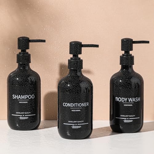 Shampoo and Conditioner Dispenser(5Pack) 16.9oz Refillable Shampoo and Conditioner Bottles,Dispenser for Shower (Black) - color: Black-m