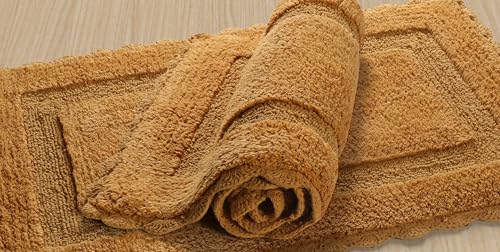 Savi Home Cotton Crochet Bathmat with Antiskid 17x24 Mustard, 100% Pure Cotton, Super Soft Bath Rug, Plush & Absorbent, Hand Tufted Heavy Weight Construction, Full Reversible Step Out Rugs - color: Mustard, size: 1'5" x 2' (Rectangular)