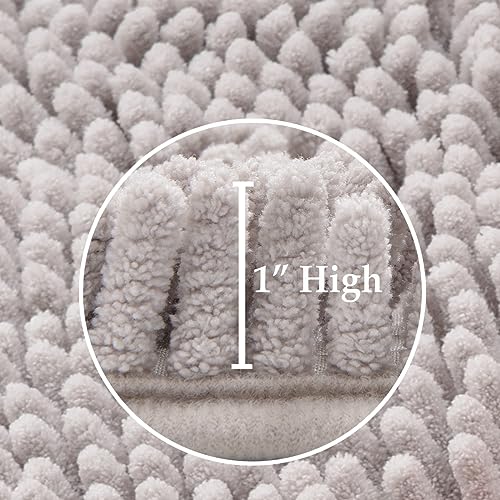 Bathroom Rugs Sets 4 Piece, Extra Soft Absorbent Chenille Bath Rugs, Non Slip Rubber Backing Machine Washable Quick Dry Bath Mats for Bathroom Floor, Tub, Shower, Home Decor Accessories, Light Grey - color: Light Gray