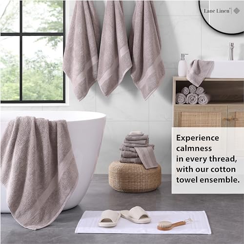 LANE LINEN 100% Ringspun Cotton Bath Towel Set - 18 Piece - Very Soft, Quick Drying & Highly Absorbent - 4 Bath, 8 Wash Cloth, 6 Hand Towels - Ideal for Guests & Perfect for Your Bathroom - Platinum - color: 06: Platinum, size: 18 Piece Towel Set