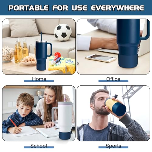 WUQID Silicone Boot Sleeve Compatible with Hydro Flask Travel Tumbler with Handle 32oz&40oz and 12-24oz Hydroflask Bottle & Stanley 20 30 40oz Tumbler, Fit 2.83-2.95in Bottom, Anti-Slip Bottle Cover - color: Indigo