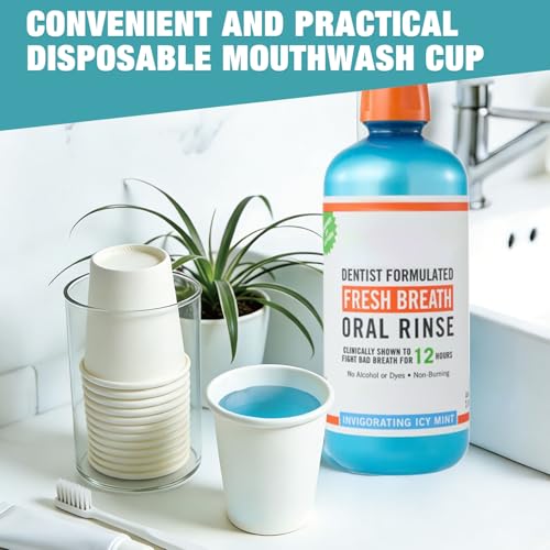 200 Pack 3 oz Paper Cups - Disposable Bathroom Cups for Mouthwash, Rinsing, & Dental Care | Also Ideal as Small Coffee Cups, Espresso Cups | Sturdy Paper Construction, Leak Resistant - size: 200pack