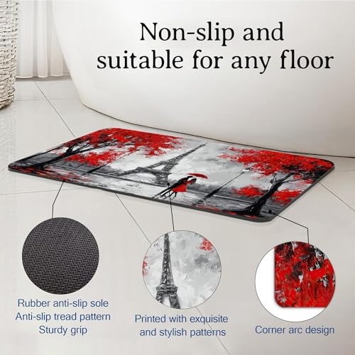 Elightvap Paris Eiffel Tower Love Bathroom Rugs Mat Non Slip Absorbent Quick Dry Rug Bath Mats for Bathroom Floor Bathtub,17 * 29.5 Inches - color: Paris Eiffel Tower Love