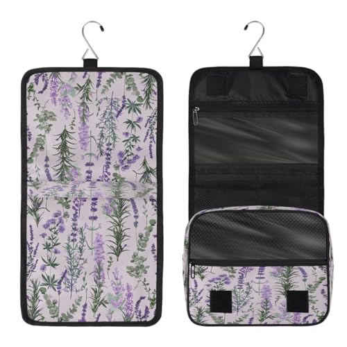 Travel Hanging Toiletry Bag for Women Girl Kinds Of Purple Tulip Flowers Cosmetic Bag Waterproof Makeup Organizer for Accessories, Shampoo, Full Sized Container, Toiletries for Bathroom Shower - color: E 08