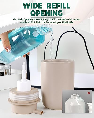 BosilunLife Foam Soap Dispenser - Ceramic Foaming Hand Wash Dispenser for Bathroom Modern Farmhouse Small Soap Dispenser Lotion Hand Pump Dispenser for Kitchen Sink (Khaki, Foam Pump) - color: Khaki-foam Pump