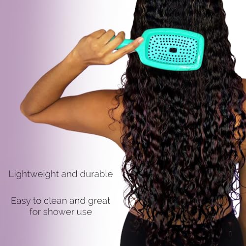 Curl Keeper Flexy Hair Brush, Turquoise - Detangling Hair Brush with Flexible Bristles for Shower Use, Combing Through Curls & Removing Tangles - Lightweight Hair Accessories for All Hair Type - color: Turquoise