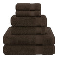 Cotton Paradise 100% Cotton Turkish Towel Set, Soft Absorbent Quick Dry, 6 Piece Towel Set, Chocolate Brown - color: Chocolate Brown, size: 6 PC SET (27x54" + 16x28" + 13x13")