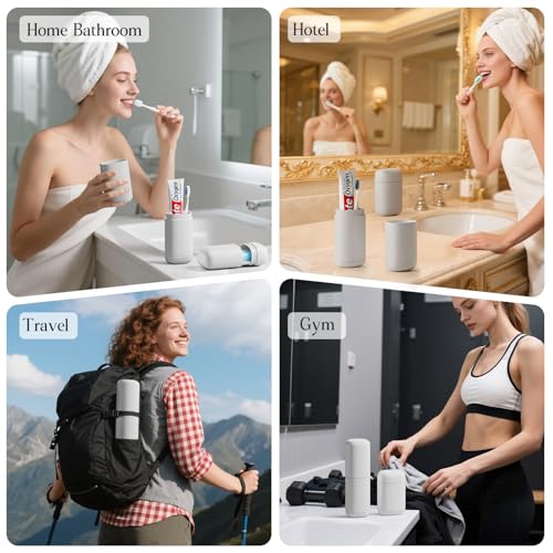 2Pack Travel Soap Case Container, Portable Toothbrush Travel Case with Cup, Tooth Brush Soap Bar Case Set for Traveling, Bathroom, Camping, Gym, Gray