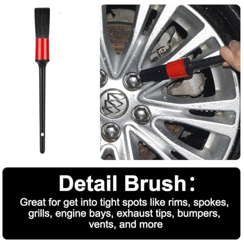 Fitosy Wheel Rim & Tire Brush Set, Soft & Stiff Bristle Wash Cleaning | Supplies Kit for Car Body Exterior Surface Carpet, Truck SUV RV Motorcycle