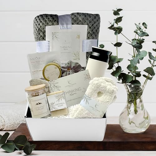 Self Care Gifts for Women 11 Piece, Womens Get Well Gifts for Mom Girlfriend Wife Daughter, Women’s Spa Gifts Baskets With Bath Salts, Oatmeal Soap, Blanket, Encouraging Inspirational Gift Basket