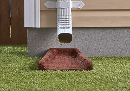 Rubberific Premium Rubber Downspout Splash Block, Rain Guard, Stone Textured Drain Extender (Red) - color: Red