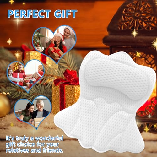 REEZEIVI Bath Pillows for Tub,Bath Pillow with 6 Non-Slip Suction Cups,Soft 4D Mesh Fabric,Bathtub Pillows for Tub Neck and Back Support,Extra Thick Luxury Bathtub Pillows,White - color: White
