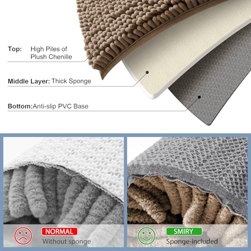 Smiry Luxury Chenille Toilet Rugs U-Shaped 20x20, Soft Absorbent Non-Slip Contour Bathroom Rugs for Toilet, Machine Washable Contoured Bath Mats, Camel - color: Camel, size: 20" X 20" Contour Rug