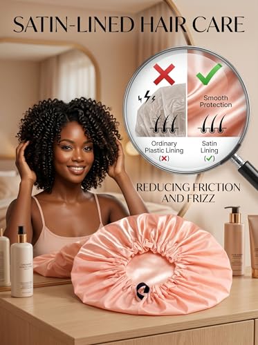 Aquior Shower Cap,Extra Adjustable Shower Caps for Women Double-Layer Waterproof Reusable Hair Cap, Large Hair Cap for All Hair,for Girls Spa Bath,Soft Large for Women Long Hair(Champagne) - color: champagne