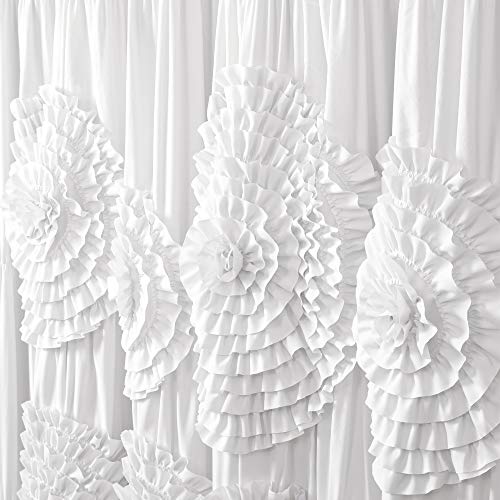 Lush Decor Serena Shower Curtain, 72" W x 72" L, White - Ruffled Bathroom Curtain - White Fabric Shower Curtains - Coquette Decor - color: White