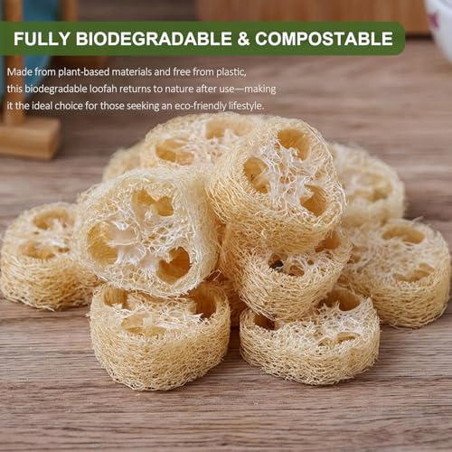 Natural Loofah Sponge for Soap Making, 20 Pack Organic Loofahs Slices Cuts Set, Loofa Exfoliating Body Scrubber, Shower Sponge Luffas for Women and Men - size: 1 Count (Pack of 20)