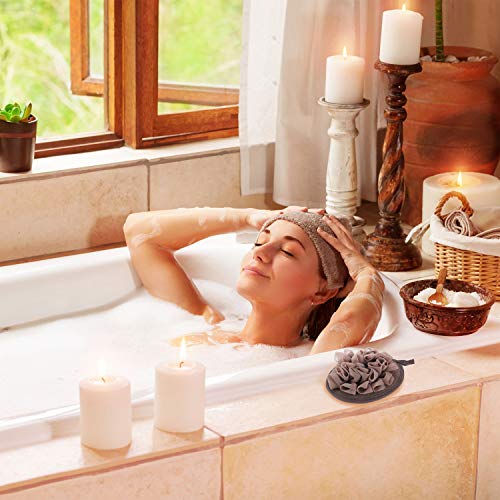 Boao 6 Pcs Bath Shower Pouf Sponge Mesh Pouf Shower Ball Exfoliating Body Sponge Pad Scrubber Glove with Flower Bath Ball (Khaki,Coffee,Pink) - style: Khaki,Coffee,Pink