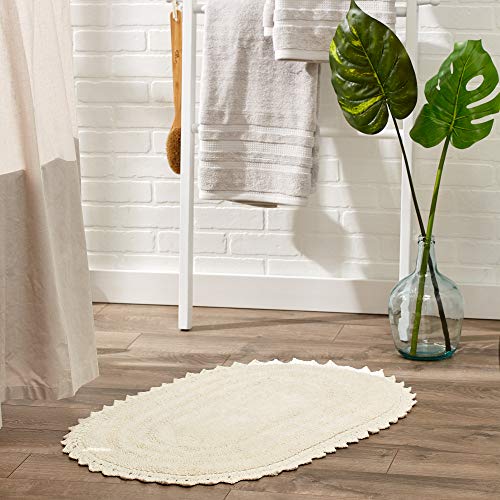 DII Crochet Collection Reversible Bath Mat, Large Oval, 21x34, Off White - color: Off White, size: 1'9" x 2'10" (Oval)