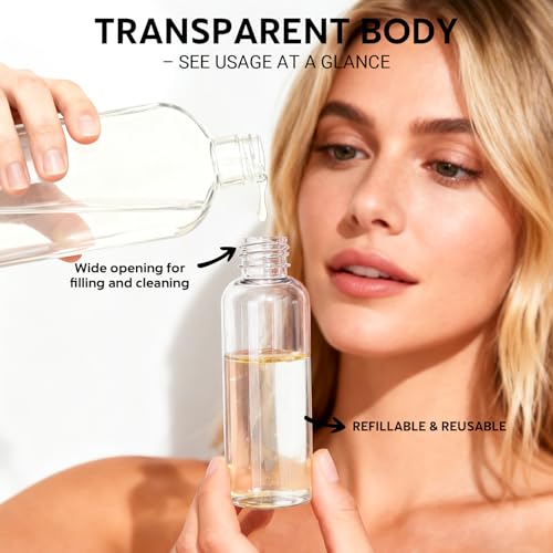 5 Pack 3.4 oz Travel Bottles for Toiletries, TSA Approved Leak Proof Refillable Travel Size Containers, Clear Plastic Shampoo Bottles for Lotion Conditioner - color: clear