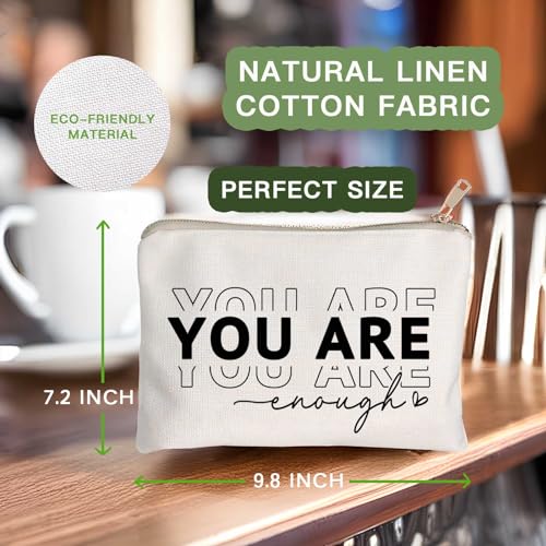 You Are Enough Makeup Bag Inspirational Positive Quote Cosmetic Bag Mental Health Decor Positive Motivational Travel Bag Self Love Gift Sister Makeup Case Gift - color: You Are Enough